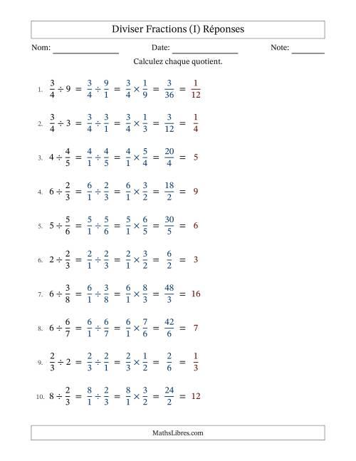 Diviser fractions propres con nombres éntiers, et avec simplification dans tous les problèmes (I) page 2
