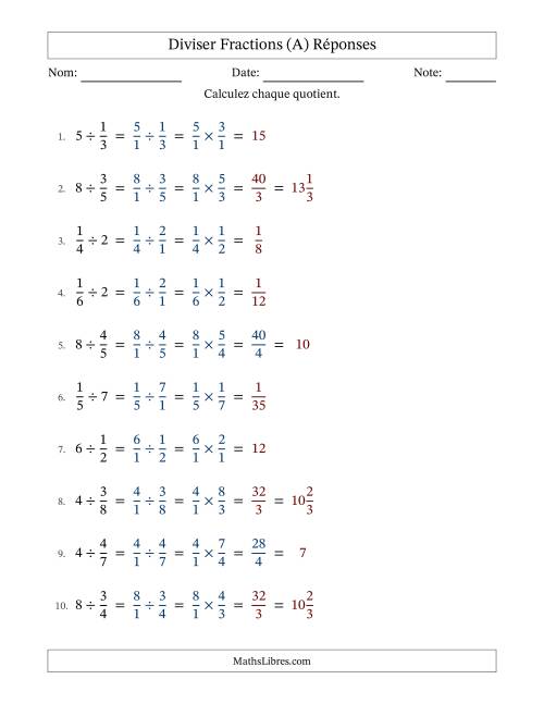 Diviser fractions propres con nombres éntiers, et avec simplification dans quelques problèmes (A) page 2