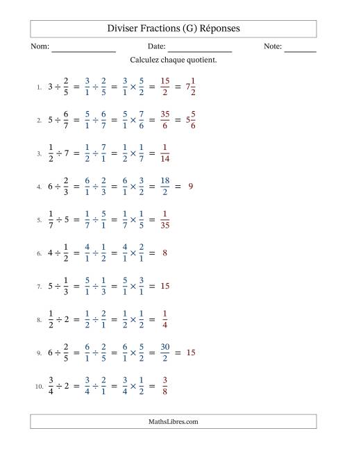 Diviser fractions propres con nombres éntiers, et avec simplification dans quelques problèmes (G) page 2