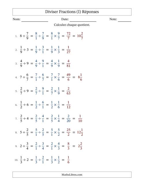 Diviser fractions propres con nombres éntiers, et avec simplification dans quelques problèmes (I) page 2
