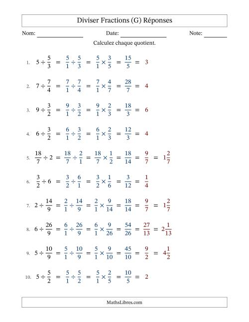 Diviser Improper Fractions con nombres éntiers, et avec simplification dans tous les problèmes (G) page 2