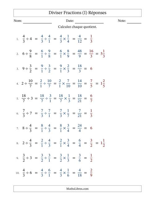 Diviser Improper Fractions con nombres éntiers, et avec simplification dans tous les problèmes (I) page 2