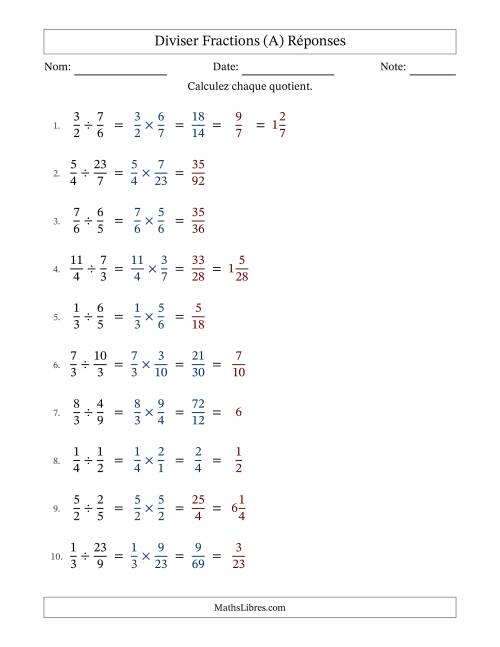 Diviser fractions propres, impropres et mixtes, et avec simplification dans quelques problèmes (A) page 2
