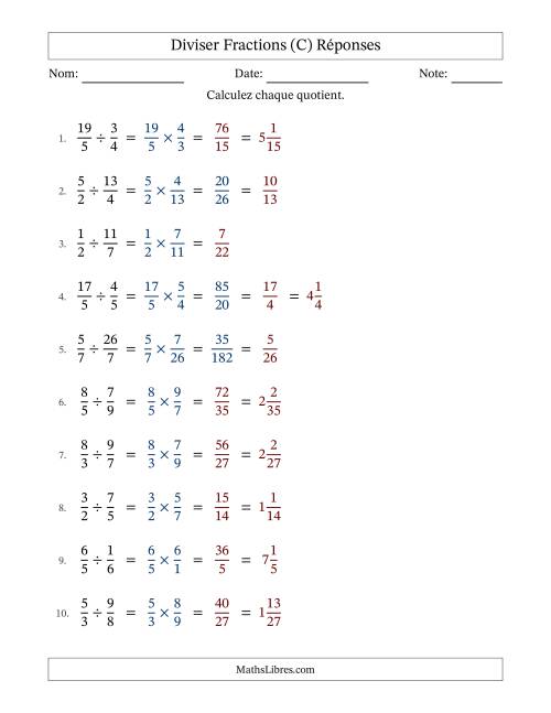Diviser fractions propres, impropres et mixtes, et avec simplification dans quelques problèmes (C) page 2