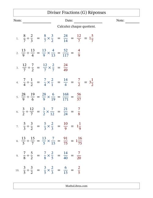 Diviser fractions propres, impropres et mixtes, et avec simplification dans quelques problèmes (G) page 2
