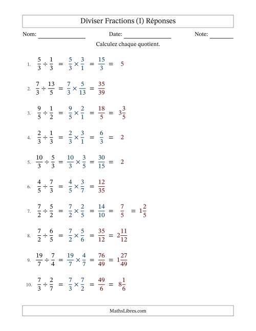 Diviser fractions propres, impropres et mixtes, et avec simplification dans quelques problèmes (I) page 2