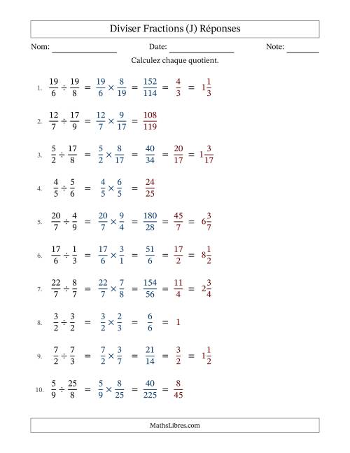 Diviser fractions propres, impropres et mixtes, et avec simplification dans quelques problèmes (J) page 2