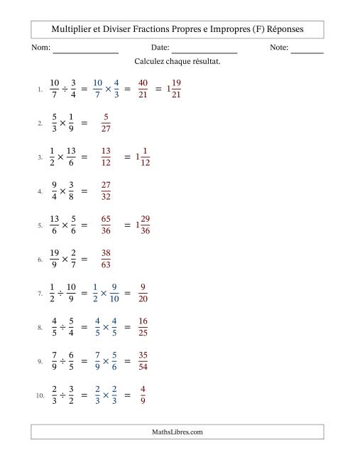 Multiplier et diviser fractions propres e impropres, et sans simplification (F) page 2