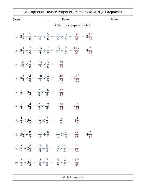 Multiplier et diviser Proper et fractions mixtes, et sans simplification (C) page 2