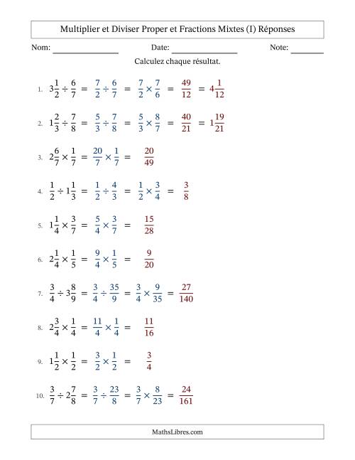 Multiplier et diviser Proper et fractions mixtes, et sans simplification (I) page 2