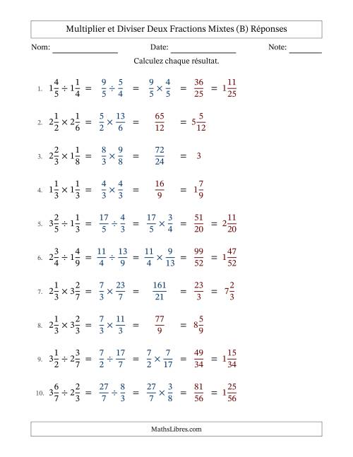 Multiplier et diviser deux fractions mixtes with some Simplifiering (B) page 2