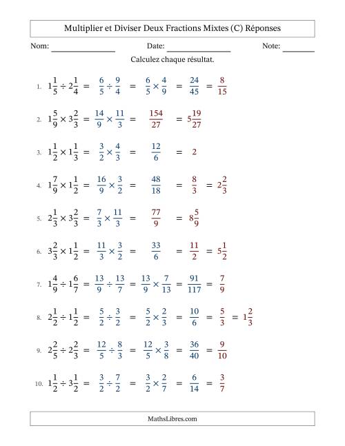 Multiplier et diviser deux fractions mixtes with some Simplifiering (C) page 2