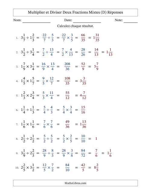 Multiplier et diviser deux fractions mixtes with some Simplifiering (D) page 2