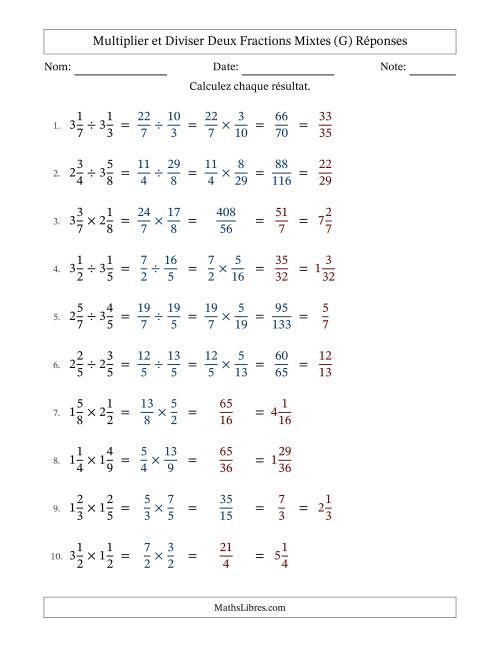 Multiplier et diviser deux fractions mixtes with some Simplifiering (G) page 2