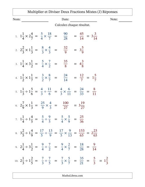 Multiplier et diviser deux fractions mixtes with some Simplifiering (J) page 2