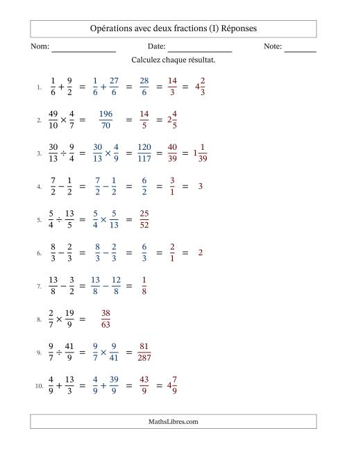 Opérations avec fractions propres et impropres avec dénominateurs similaires, résultats sous fractions mixtes et quelque simplification (I) page 2