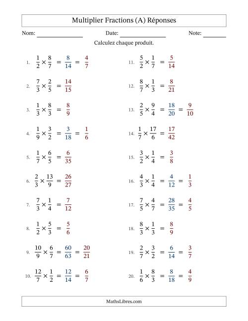 Multiplier fractions propres e impropres, et avec simplification dans quelques problèmes (Remplissable) (A) page 2