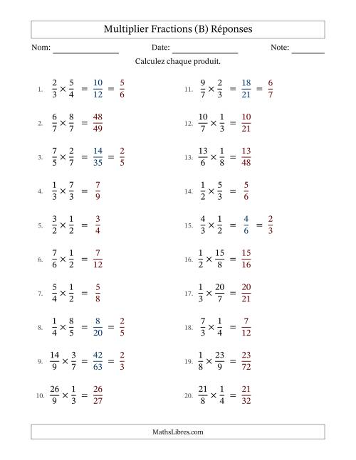 Multiplier fractions propres e impropres, et avec simplification dans quelques problèmes (Remplissable) (B) page 2