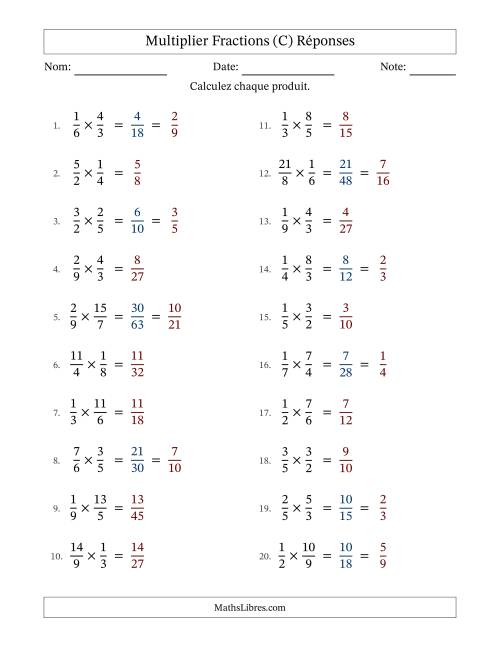 Multiplier fractions propres e impropres, et avec simplification dans quelques problèmes (Remplissable) (C) page 2