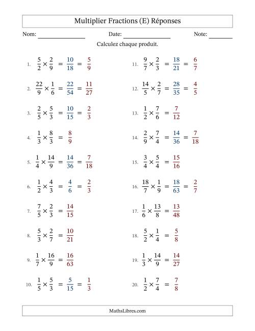 Multiplier fractions propres e impropres, et avec simplification dans quelques problèmes (Remplissable) (E) page 2