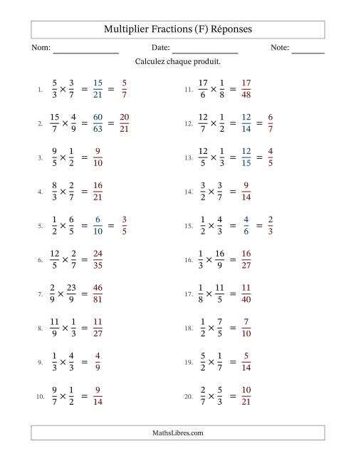 Multiplier fractions propres e impropres, et avec simplification dans quelques problèmes (Remplissable) (F) page 2