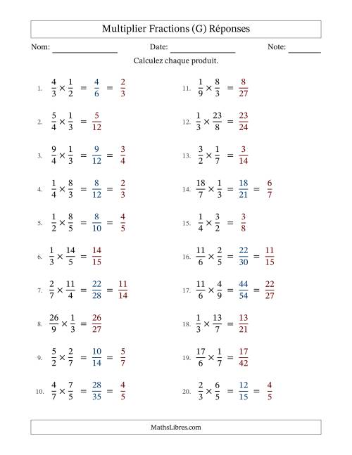 Multiplier fractions propres e impropres, et avec simplification dans quelques problèmes (Remplissable) (G) page 2