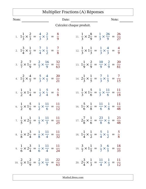Multiplier Proper et fractions mixtes, et sans simplification (Remplissable) (A) page 2