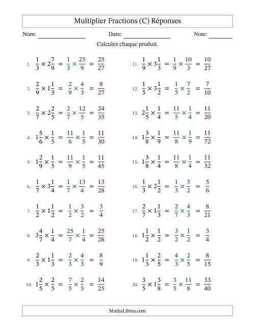 Multiplier Proper et fractions mixtes, et sans simplification (Remplissable) (C) page 2