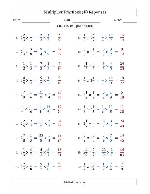 Multiplier Proper et fractions mixtes, et sans simplification (Remplissable) (F) page 2