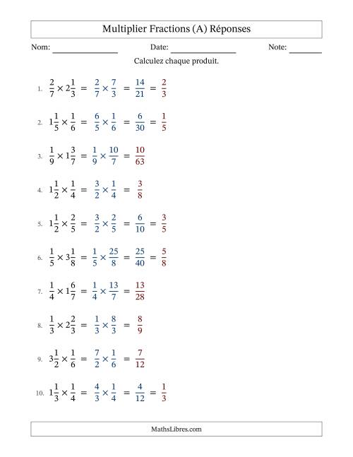 Multiplier Proper et fractions mixtes, et avec simplification dans quelques problèmes (Remplissable) (A) page 2