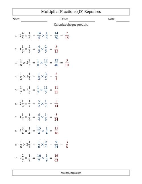 Multiplier Proper et fractions mixtes, et avec simplification dans quelques problèmes (Remplissable) (D) page 2