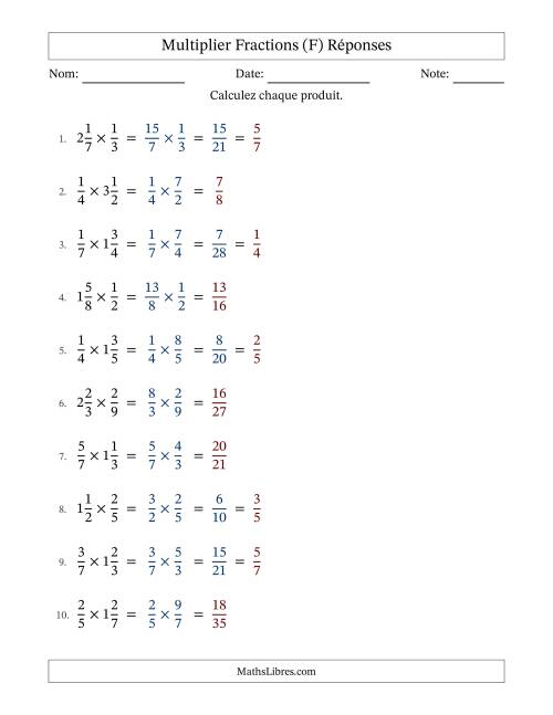 Multiplier Proper et fractions mixtes, et avec simplification dans quelques problèmes (Remplissable) (F) page 2