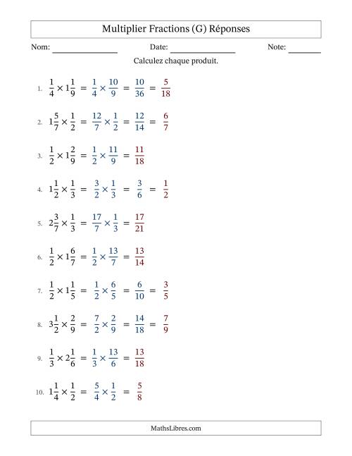 Multiplier Proper et fractions mixtes, et avec simplification dans quelques problèmes (Remplissable) (G) page 2