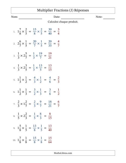 Multiplier Proper et fractions mixtes, et avec simplification dans quelques problèmes (Remplissable) (J) page 2