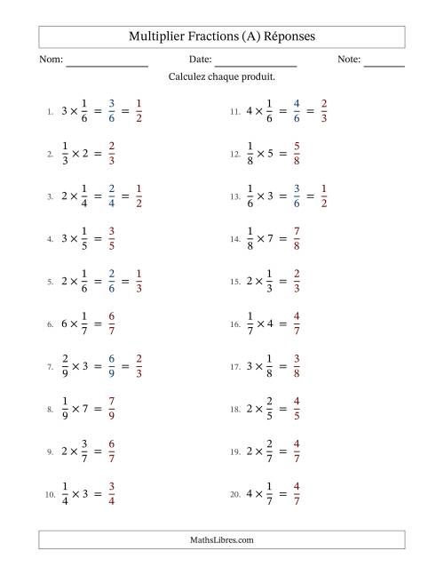 Multiplier fractions propres con nombres éntiers, et avec simplification dans quelques problèmes (Remplissable) (A) page 2