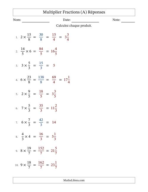 Multiplier Improper Fractions con nombres éntiers, et avec simplification dans quelques problèmes (Remplissable) (A) page 2