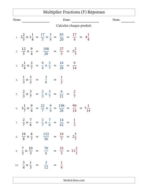 Multiplier fractions propres, impropres et mixtes, et avec simplification dans tous les problèmes (Remplissable) (F) page 2