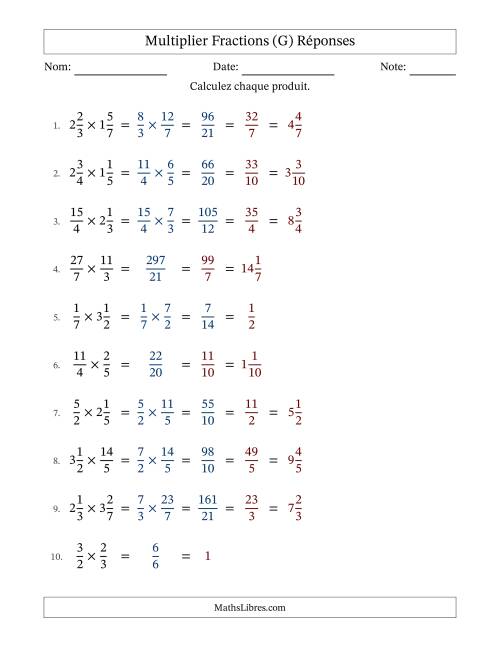 Multiplier fractions propres, impropres et mixtes, et avec simplification dans tous les problèmes (Remplissable) (G) page 2