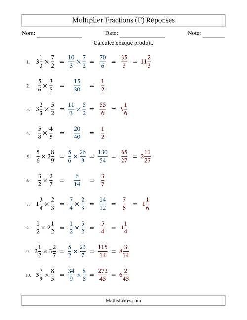 Multiplier fractions propres, impropres et mixtes, et avec simplification dans quelques problèmes (Remplissable) (F) page 2