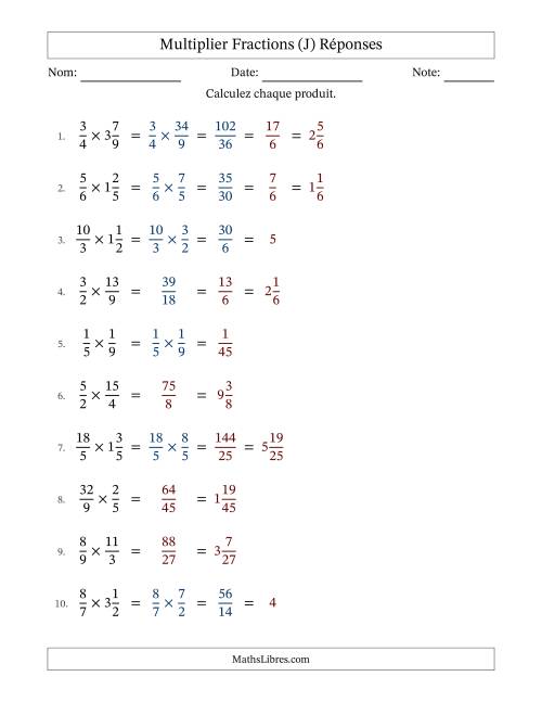 Multiplier fractions propres, impropres et mixtes, et avec simplification dans quelques problèmes (Remplissable) (J) page 2