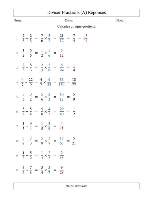 Diviser fractions propres e impropres, et avec simplification dans quelques problèmes (Remplissable) (A) page 2