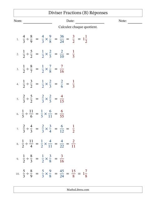 Diviser fractions propres e impropres, et avec simplification dans quelques problèmes (Remplissable) (B) page 2