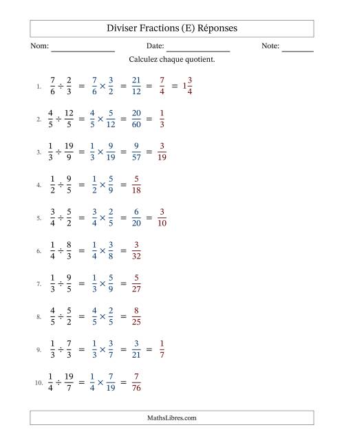 Diviser fractions propres e impropres, et avec simplification dans quelques problèmes (Remplissable) (E) page 2