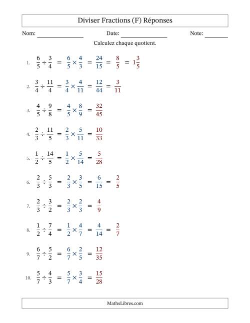 Diviser fractions propres e impropres, et avec simplification dans quelques problèmes (Remplissable) (F) page 2