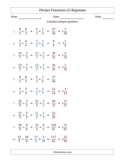 Diviser deux fractions impropres, et sans simplification (Remplissable) (J) page 2