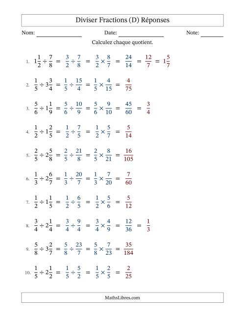 Diviser fractions propres et mixtes, et avec simplification dans quelques problèmes (Remplissable) (D) page 2