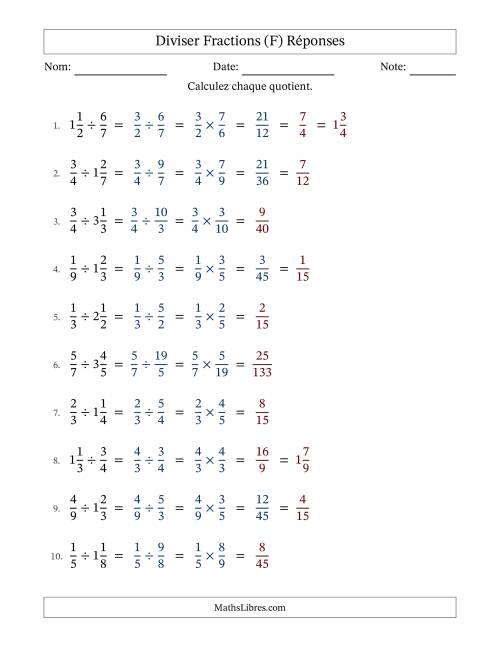Diviser fractions propres et mixtes, et avec simplification dans quelques problèmes (Remplissable) (F) page 2