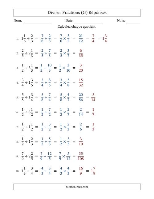 Diviser fractions propres et mixtes, et avec simplification dans quelques problèmes (Remplissable) (G) page 2
