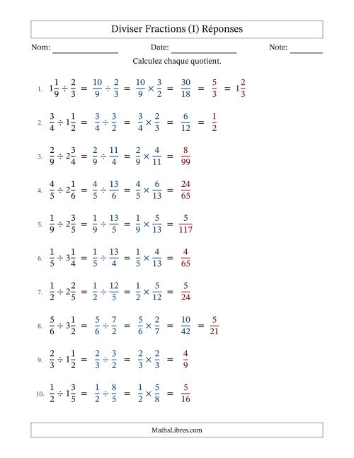 Diviser fractions propres et mixtes, et avec simplification dans quelques problèmes (Remplissable) (I) page 2
