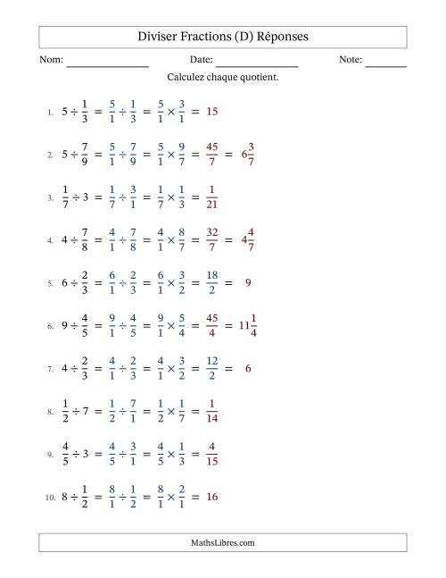 Diviser fractions propres con nombres éntiers, et avec simplification dans quelques problèmes (Remplissable) (D) page 2